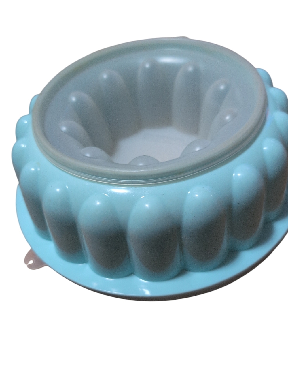 Vintage Tupperware Sheer Ice Jel-Ring Mold Blue Lid Jello Dessert Bowl 3 Pc